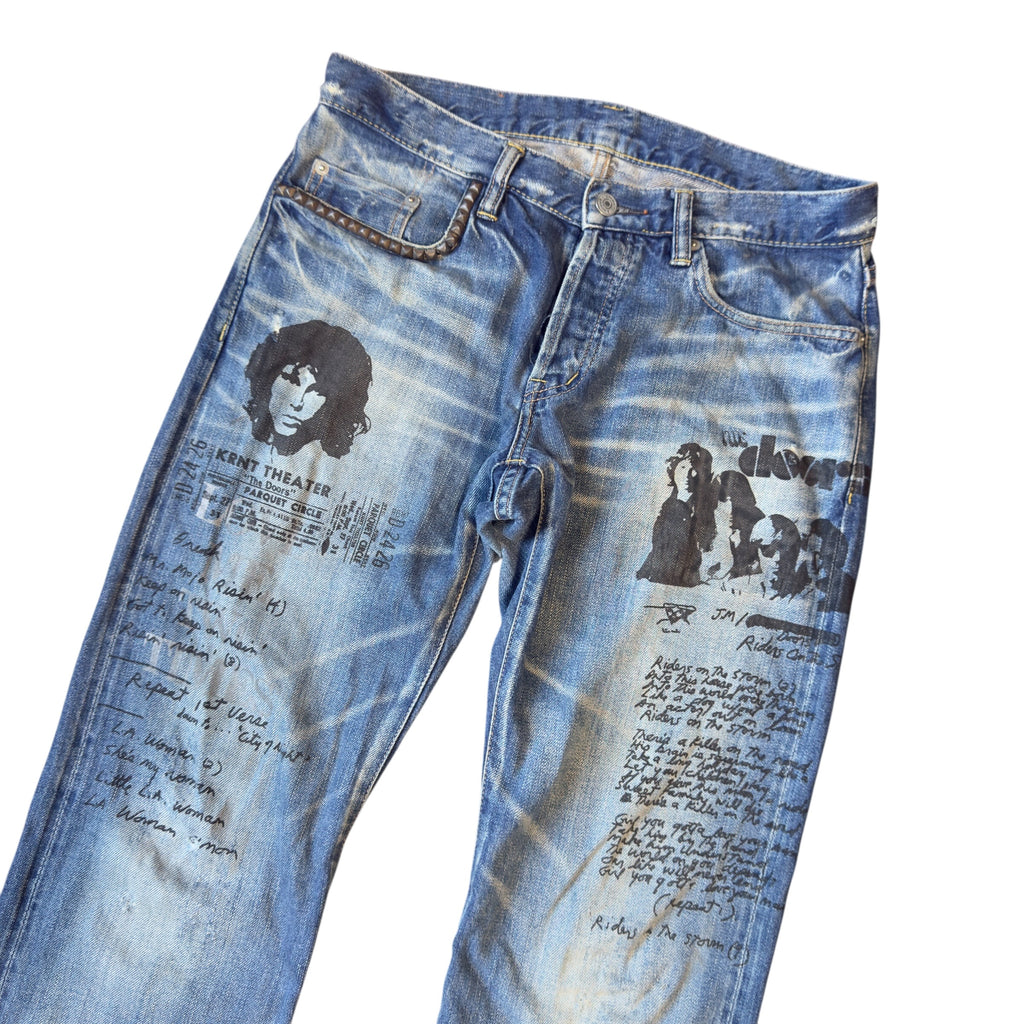 HYSTERIC GLAMOUR “THE DOORS” STUDDED DENIM PANTS.