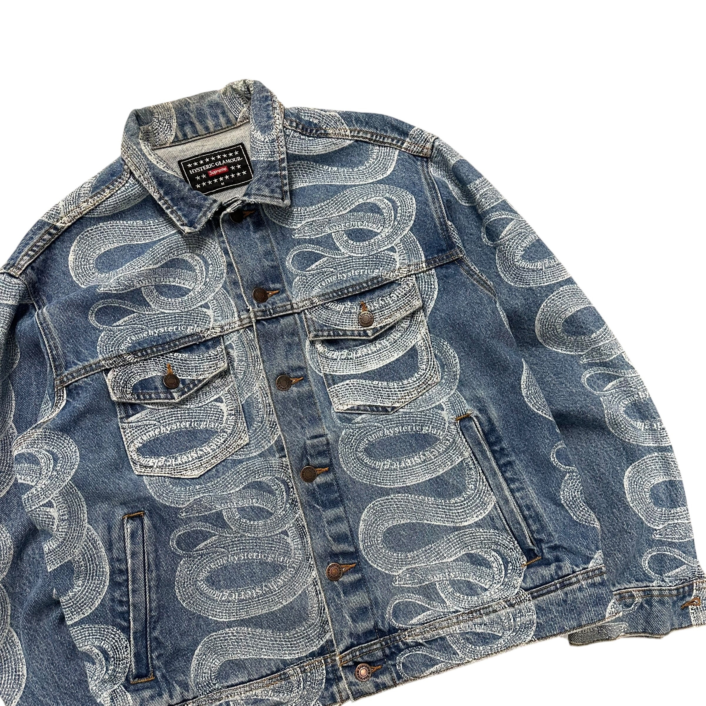 SUPREME X HYSTERIC GLAMOUR SNAKE DENIM JACKET.