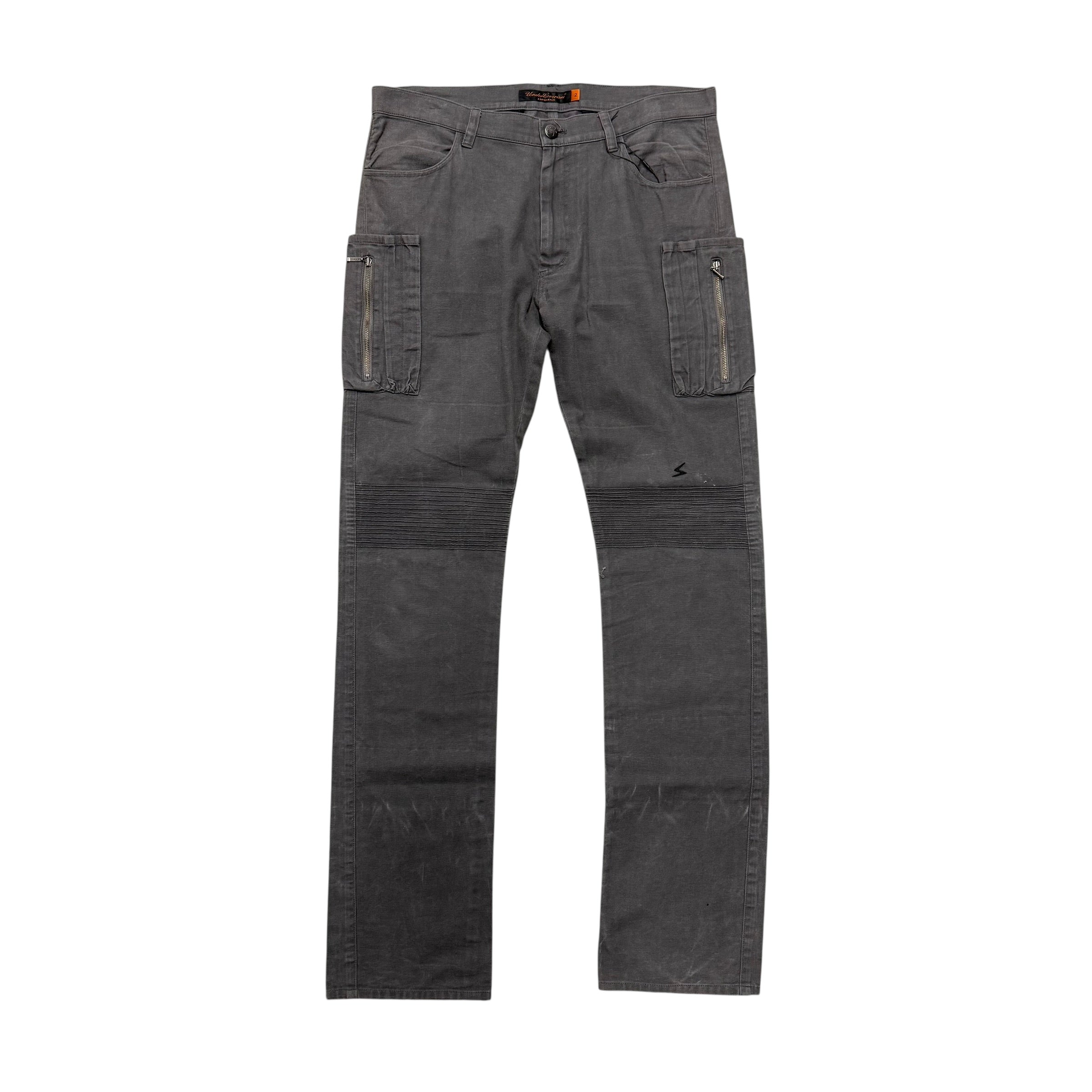 UNDERCOVER AW05 “ARTS & CRAFTS” GRAY BIKER PANTS.