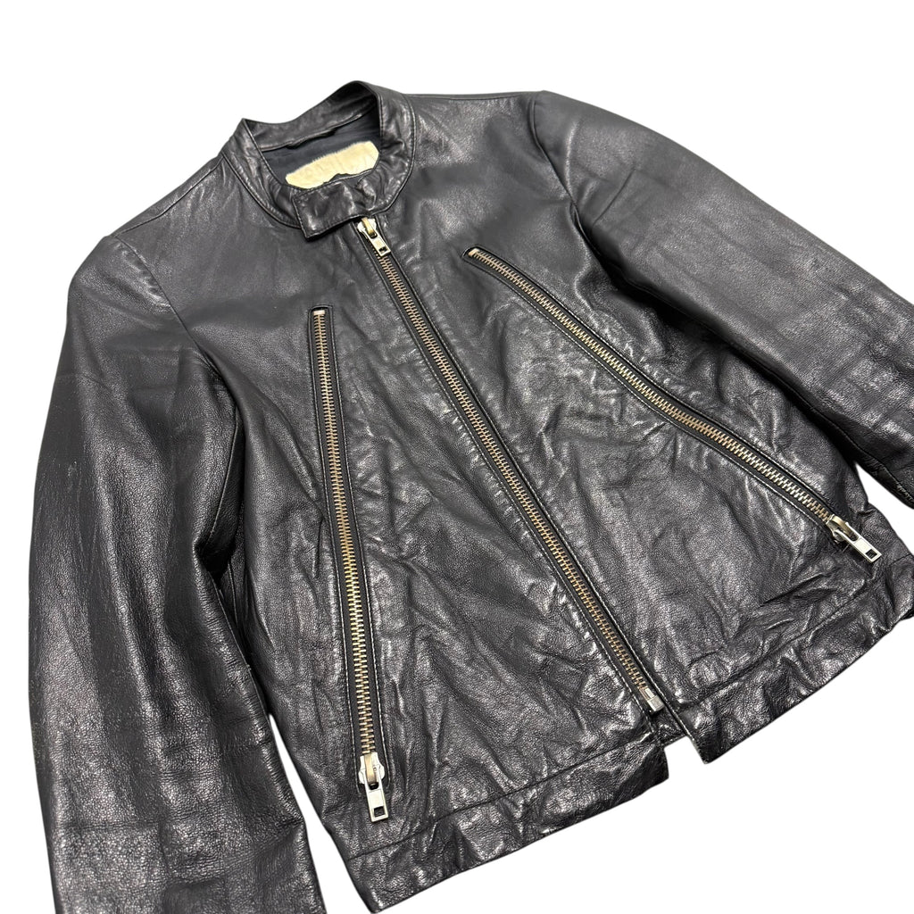 VINTAGE 3-ZIP LEATHER JACKET.