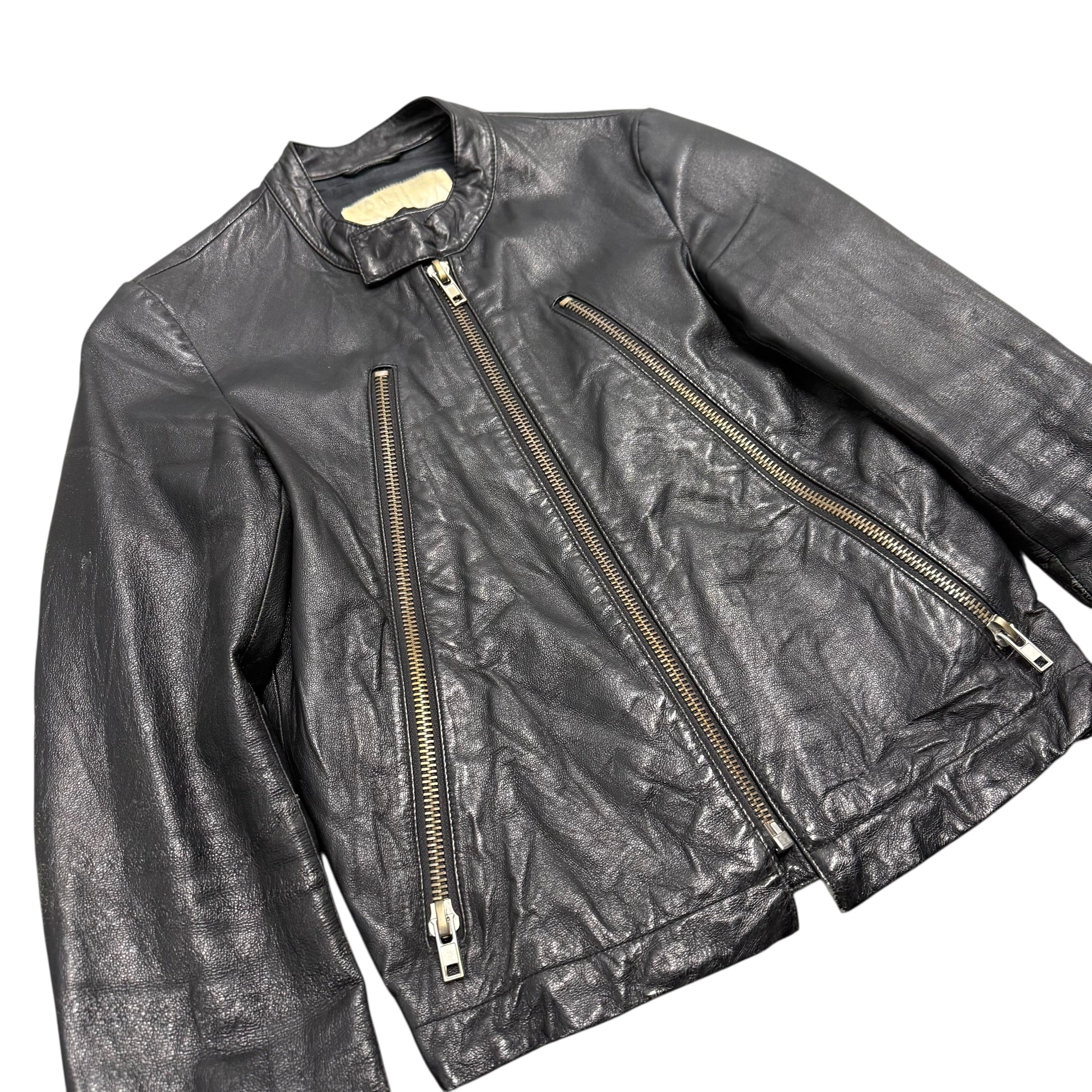 VINTAGE 3-ZIP LEATHER JACKET.