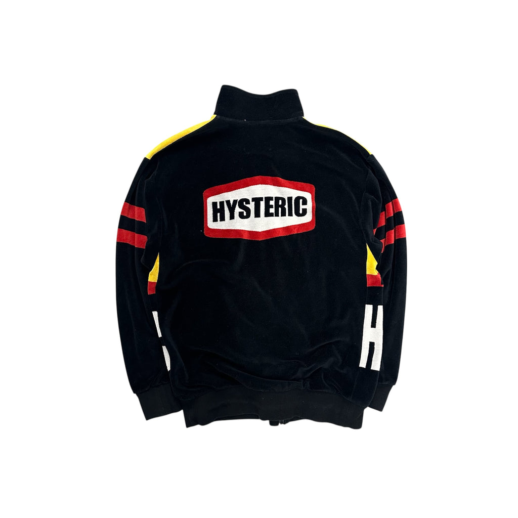 HYSTERIC GLAMOUR SUEDE YELLOW & BLACK LOGO ZIP UP.