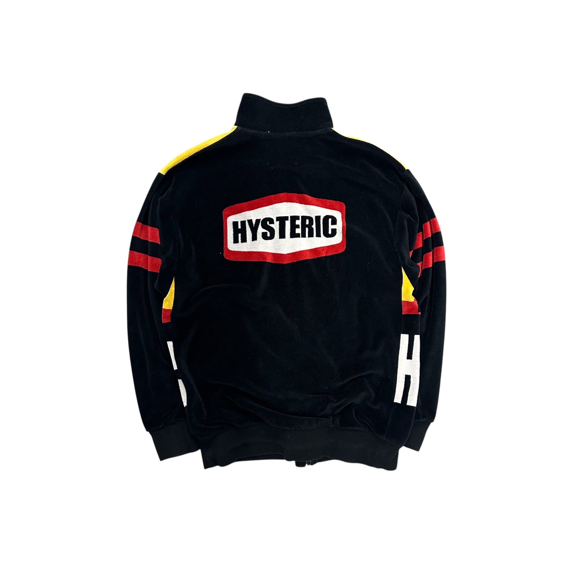 HYSTERIC GLAMOUR SUEDE YELLOW & BLACK LOGO ZIP UP.