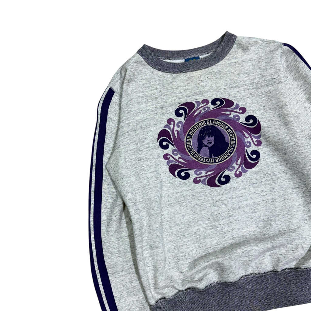 HYSTERIC GLAMOUR PURPLE SWIRL LOGO SWEATER.