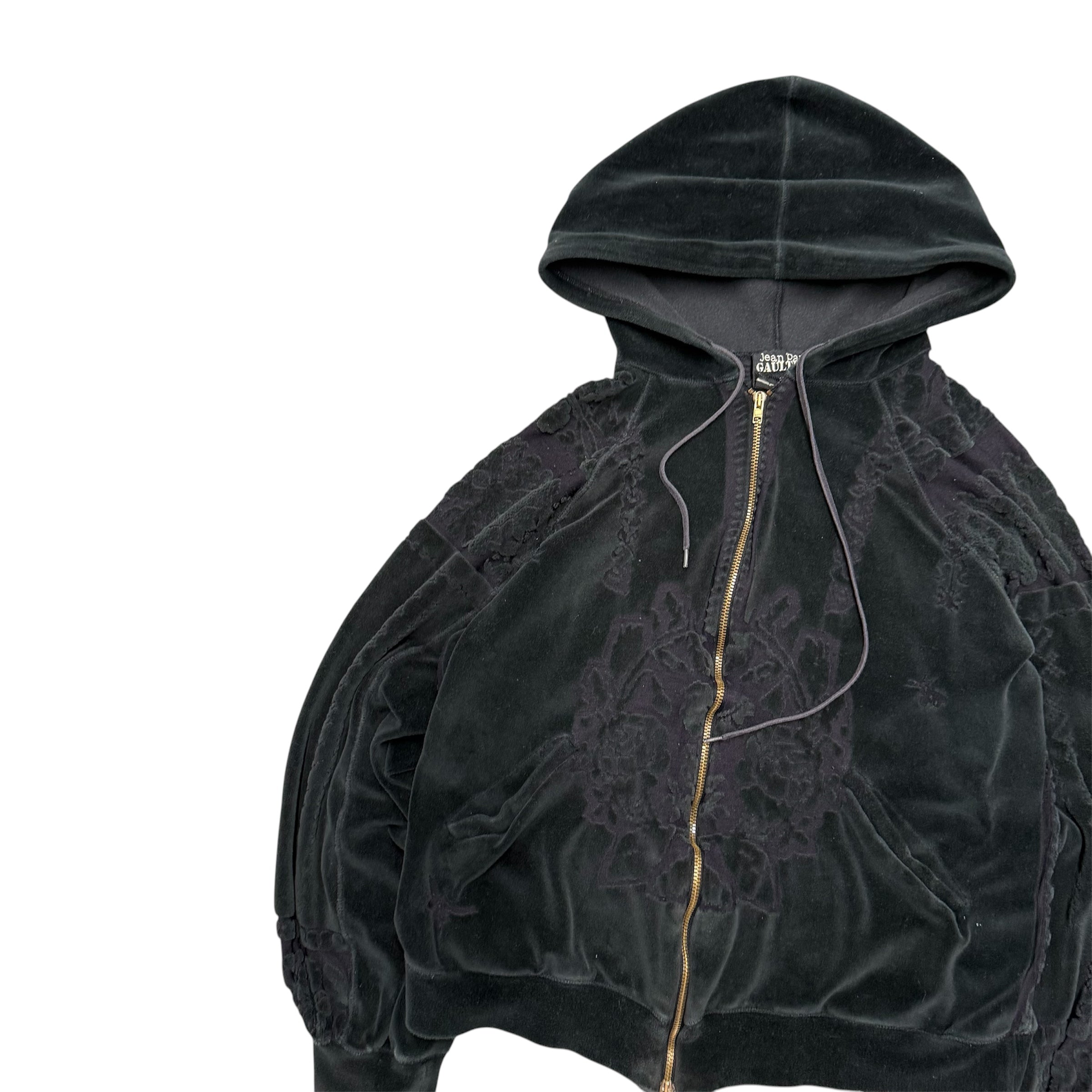 JEAN PAUL GAULTIER FLORAL VELOUR ZIP UP JACKET.