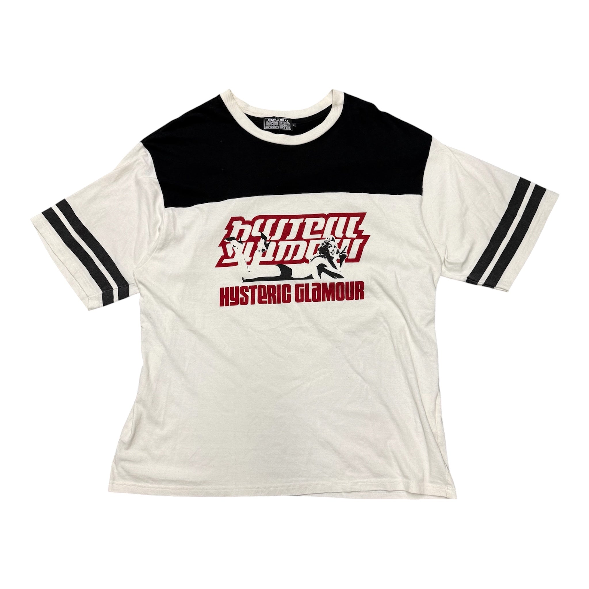 HYSTERIC GLAMOUR STRIPED GIRL LOGO TEE.