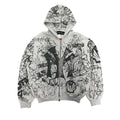 MOWALOLA GRAFFITI GRAY ZIP UP JACKET.