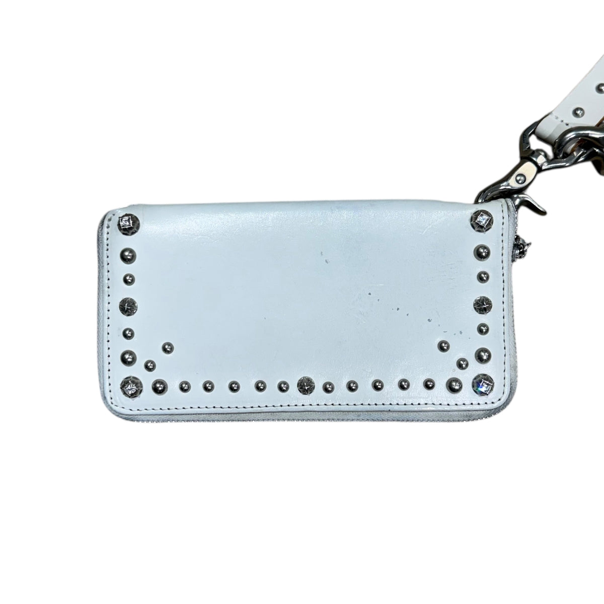 Y’S YOHJI YAMAMOTO STUDDED WHITE WALLET.