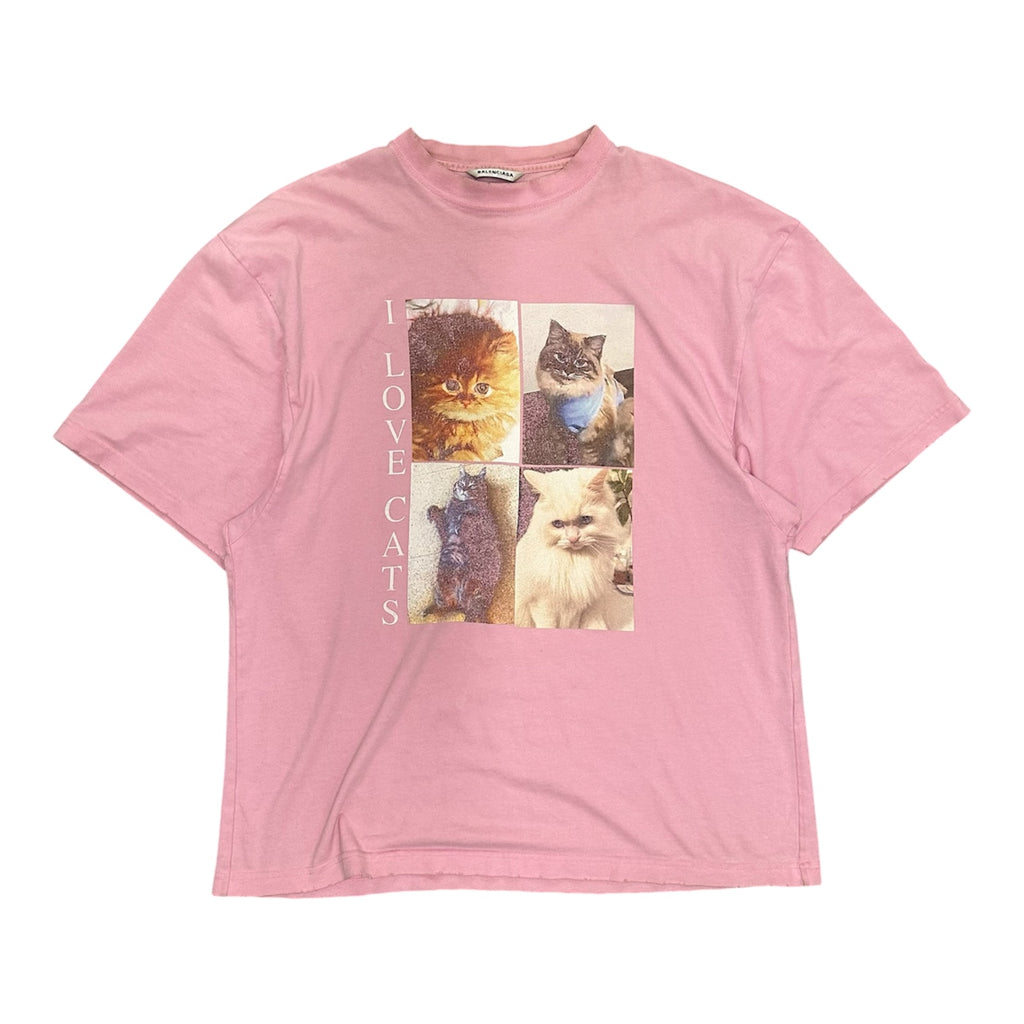 BALENCIAGA I LOVE CATS PINK SHIRT.