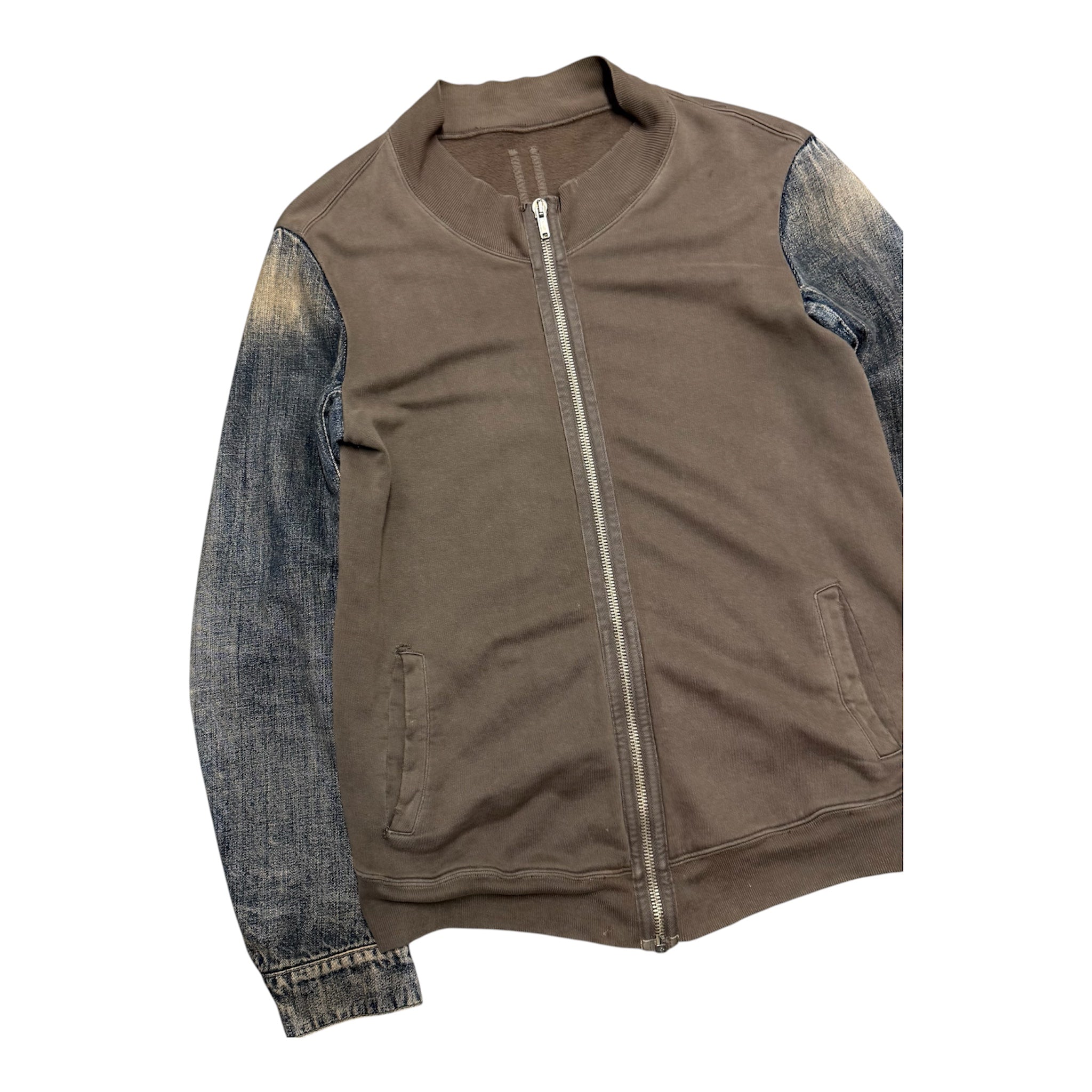 RICK OWENS HYBRID DENIM SLEEVE JACKET.