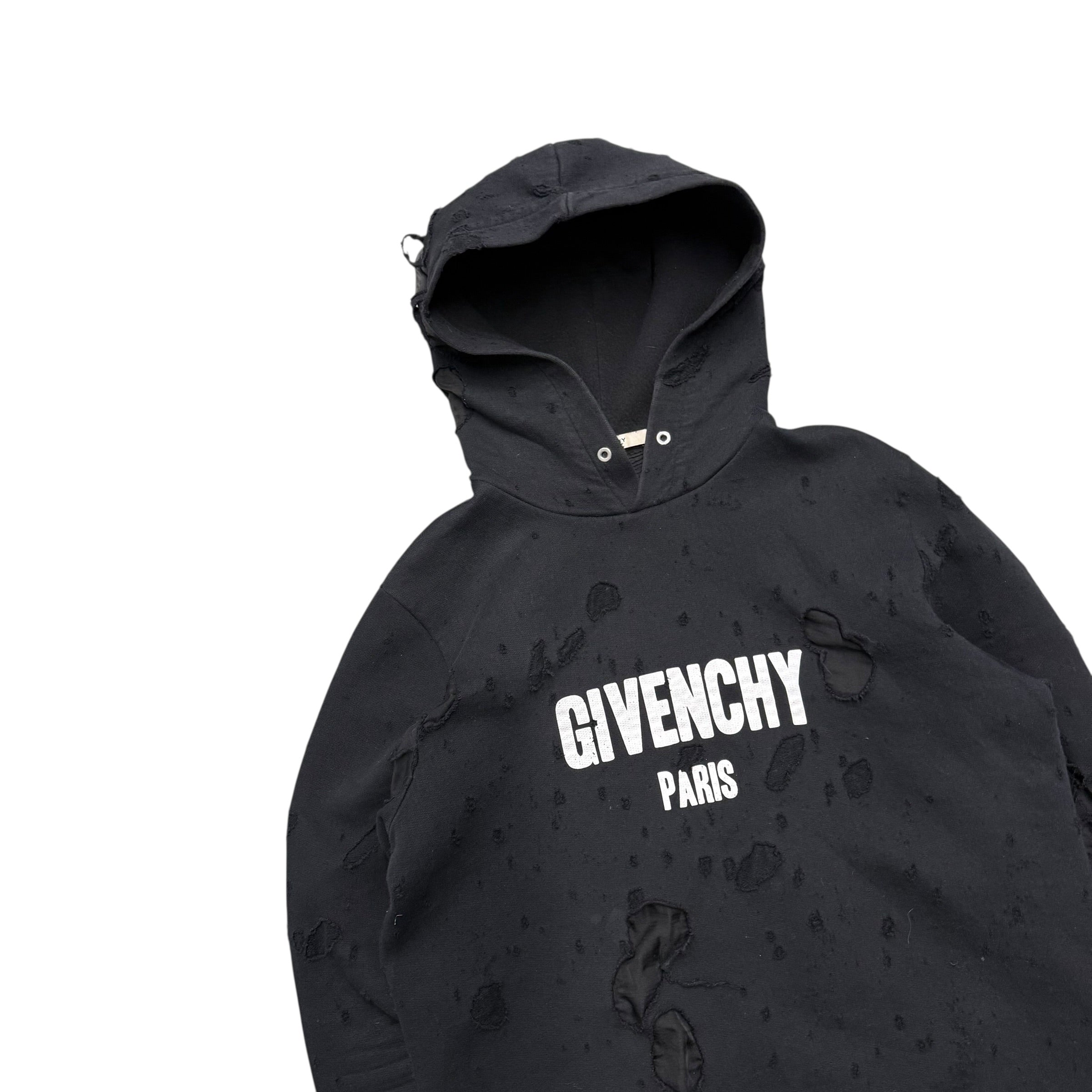 GIVENCHY PARIS THRASHED HOODIE.