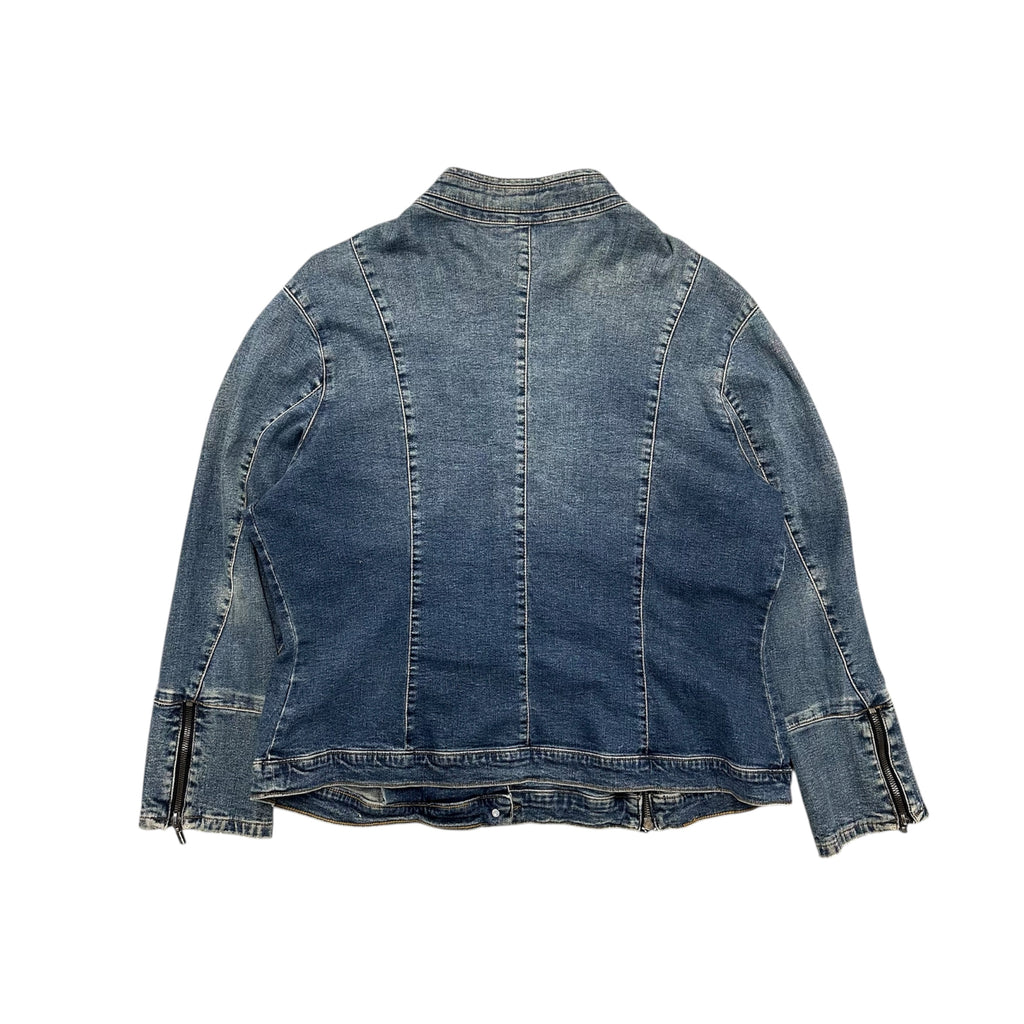 VINTAGE CREST JEANS DENIM ZIPPER JACKET.