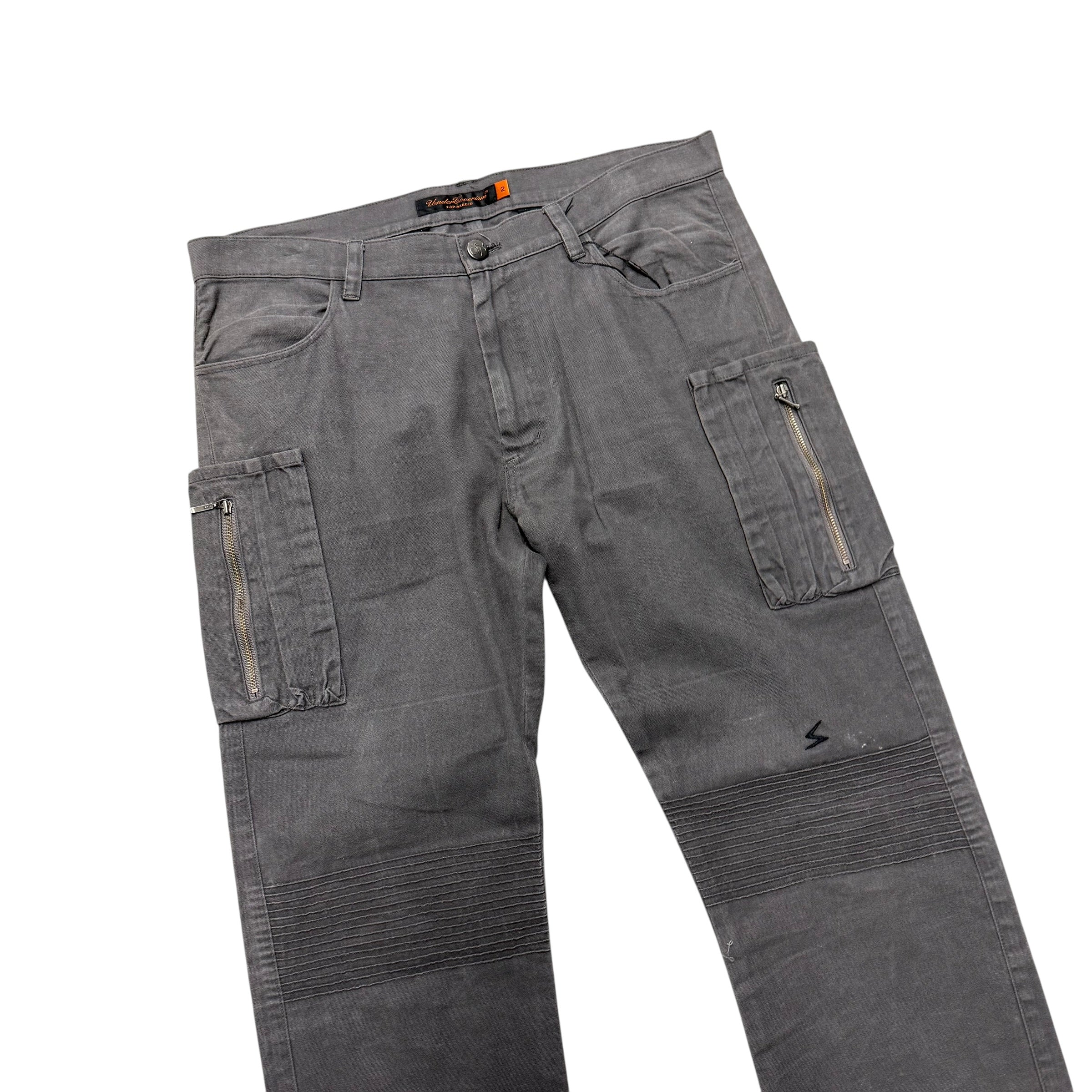 UNDERCOVER AW05 “ARTS & CRAFTS” GRAY BIKER PANTS.