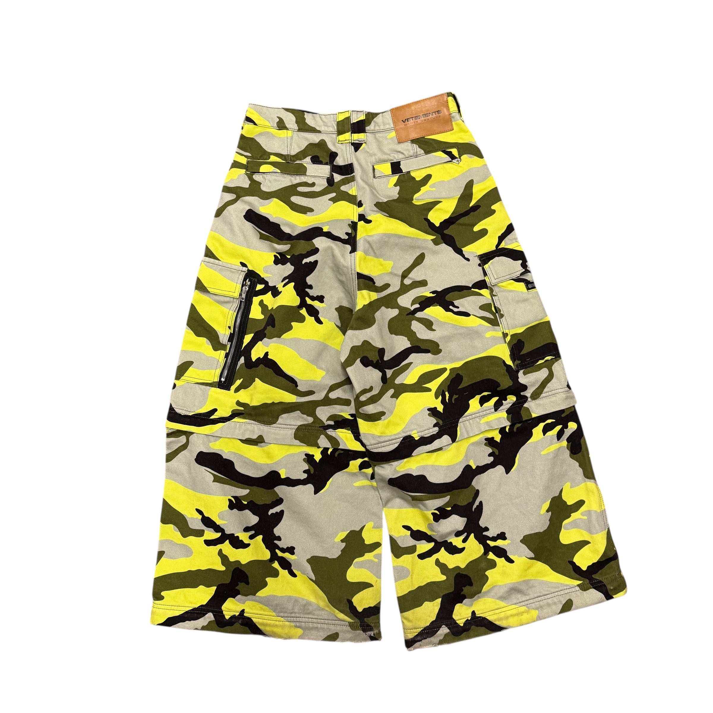 VETEMENTS YELLOW TRANSFORMER CARGO PANTS.