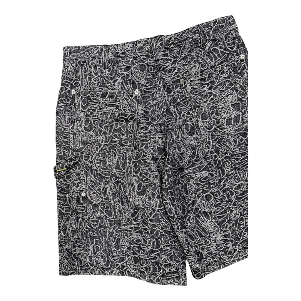 SUPREME HANDWRITING DOUBLE KNEE SHORTS.