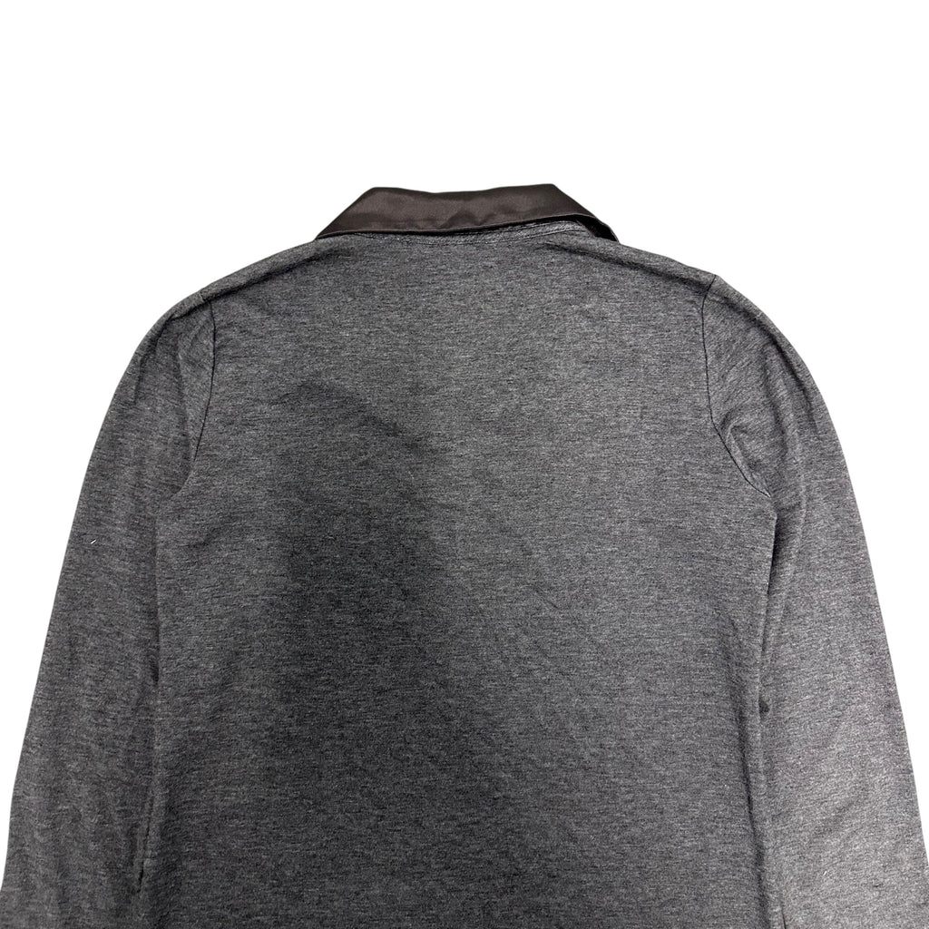 BALMAIN PATCH SATIN COLLAR POLO LONGSLEEVE.
