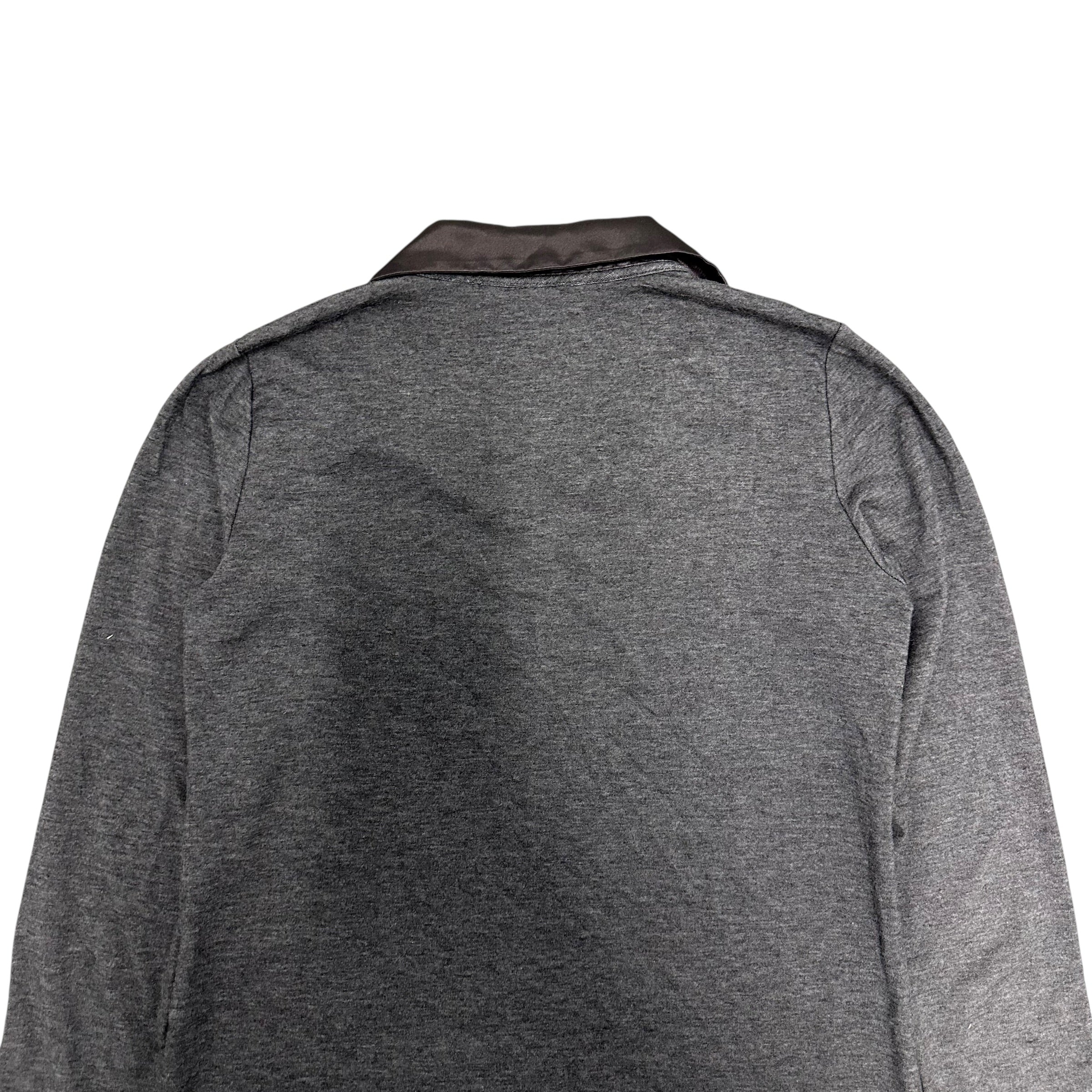 BALMAIN PATCH SATIN COLLAR POLO LONGSLEEVE.