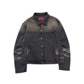424 BLACK FADED DISTRESSED DENIM JACKET.