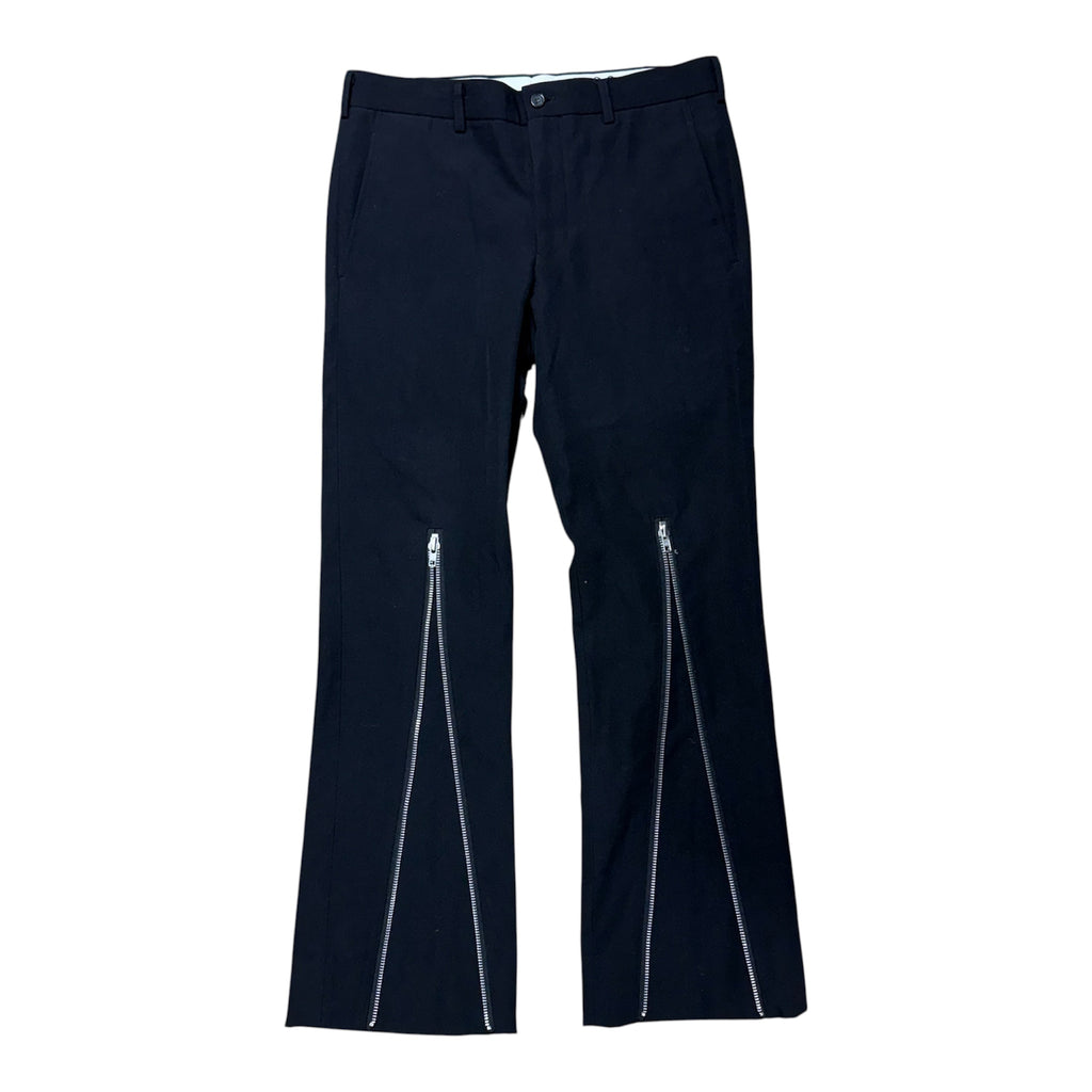 COMME DES GARÇONS BLACK ZIPPER FLAIR SLACKS.