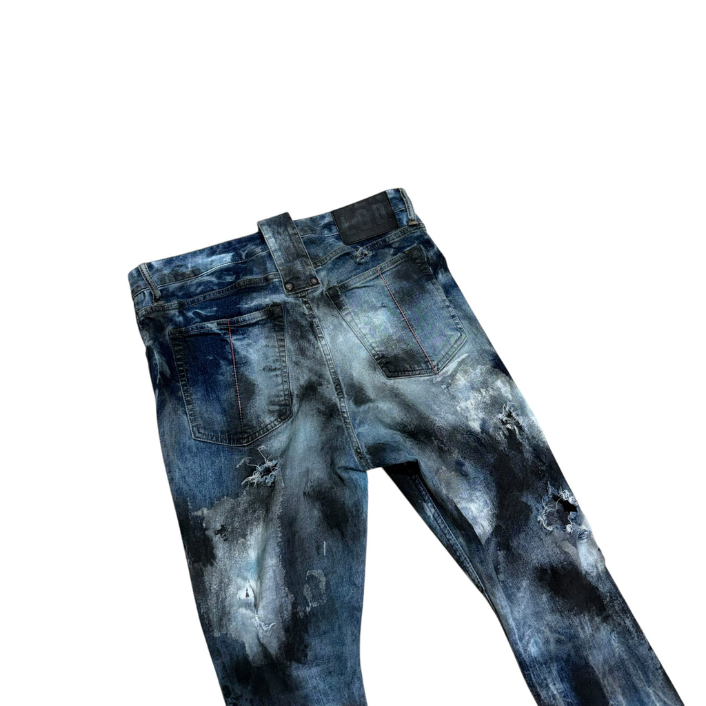 LGB COATING CRUSH SPLATTER DENIM PANTS.