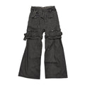 TROUBLED WATERS BONDAGE BLACK MULTI POCKET CARGO WAXED PANTS.