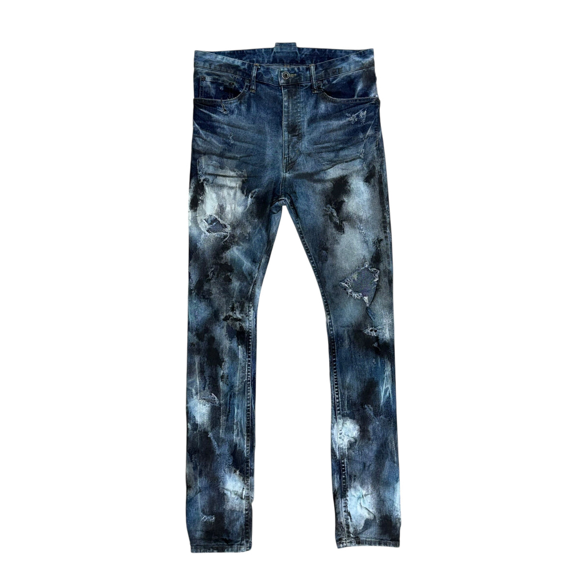 LGB COATING CRUSH SPLATTER DENIM PANTS.