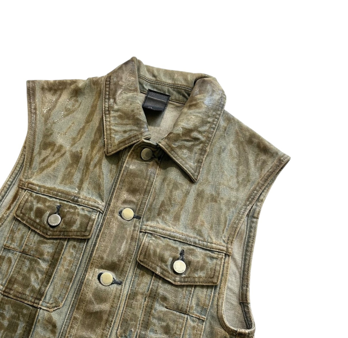 DIOR SS04 “STRIP” WAXED BLEU CLAIRE VEST.