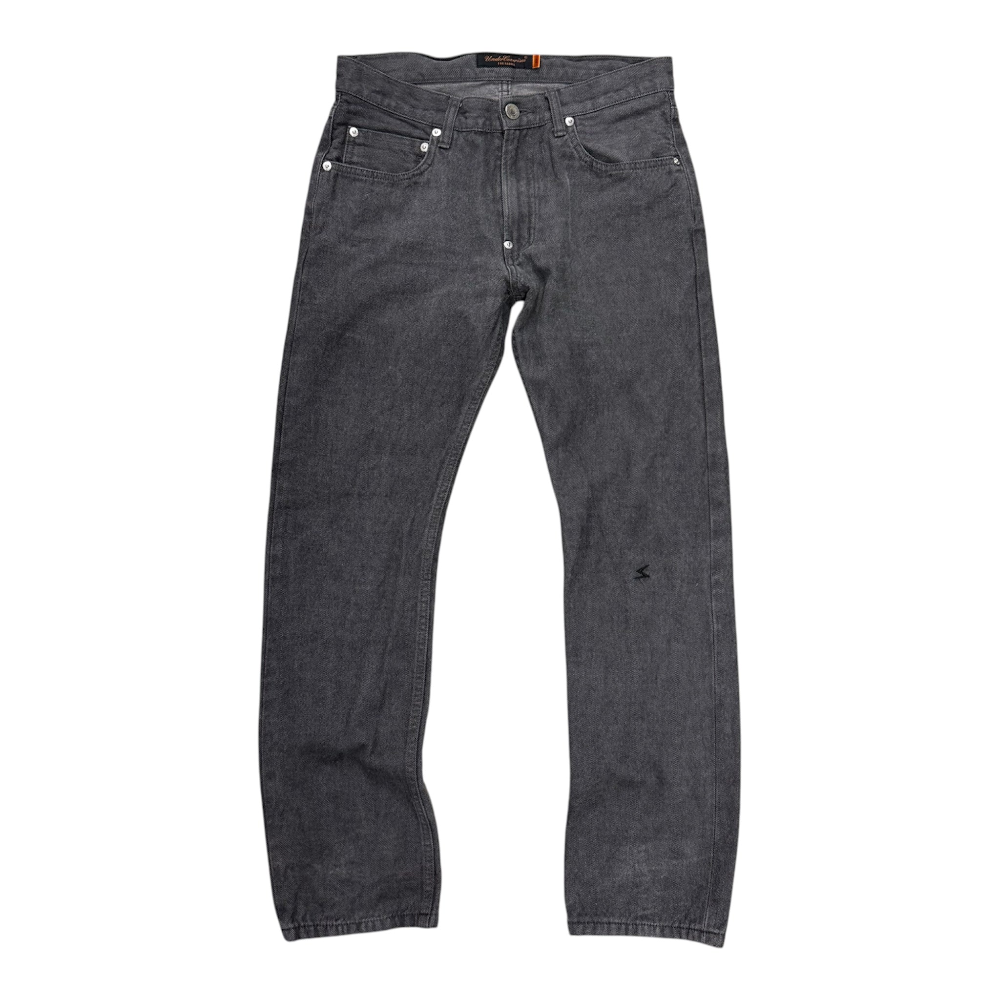 UNDERCOVER CHARCOAL BACK POCKET PRINT DENIM.