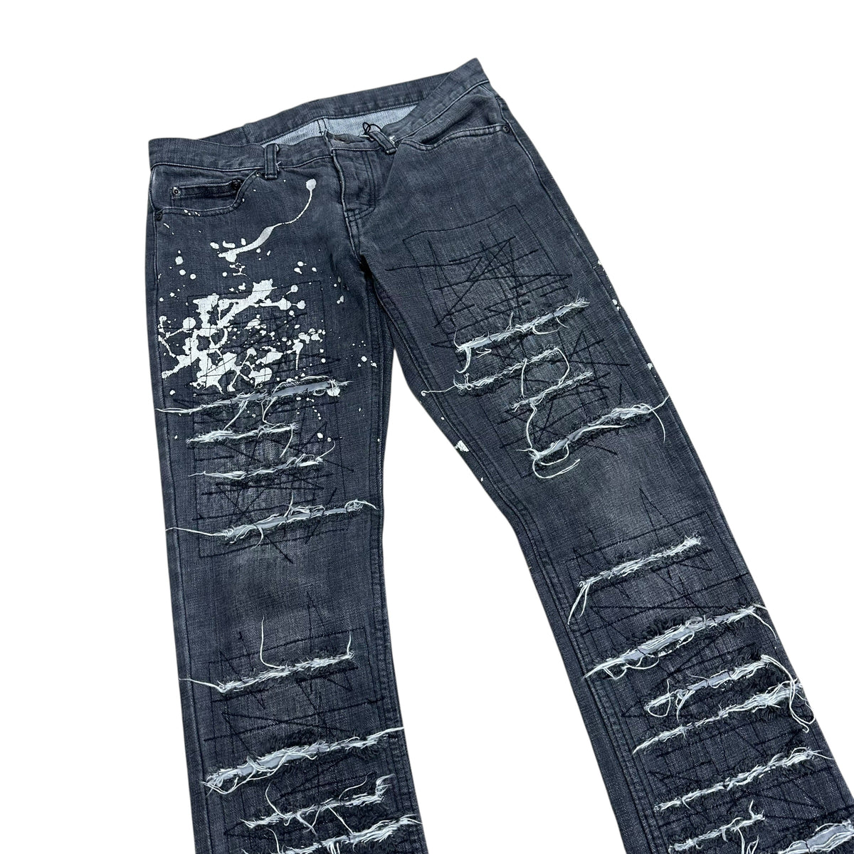 HYSTERIC GLAMOUR BLACK PAINT SPLATTER JEANS.