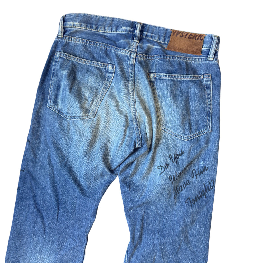 HYSTERIC GLAMOUR “THE DOORS” STUDDED DENIM PANTS.