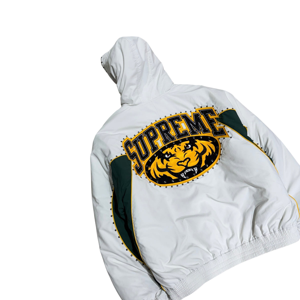 SUPREME STADIUM STUDDED PUFFER JACKET.