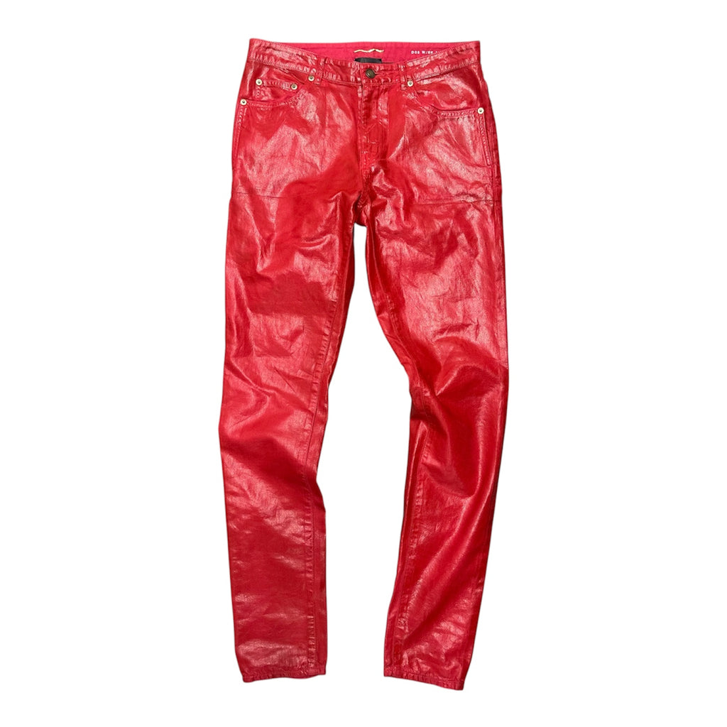 SAINT LAURENT PARIS RED FAUX LEATHER D05 DENIM.