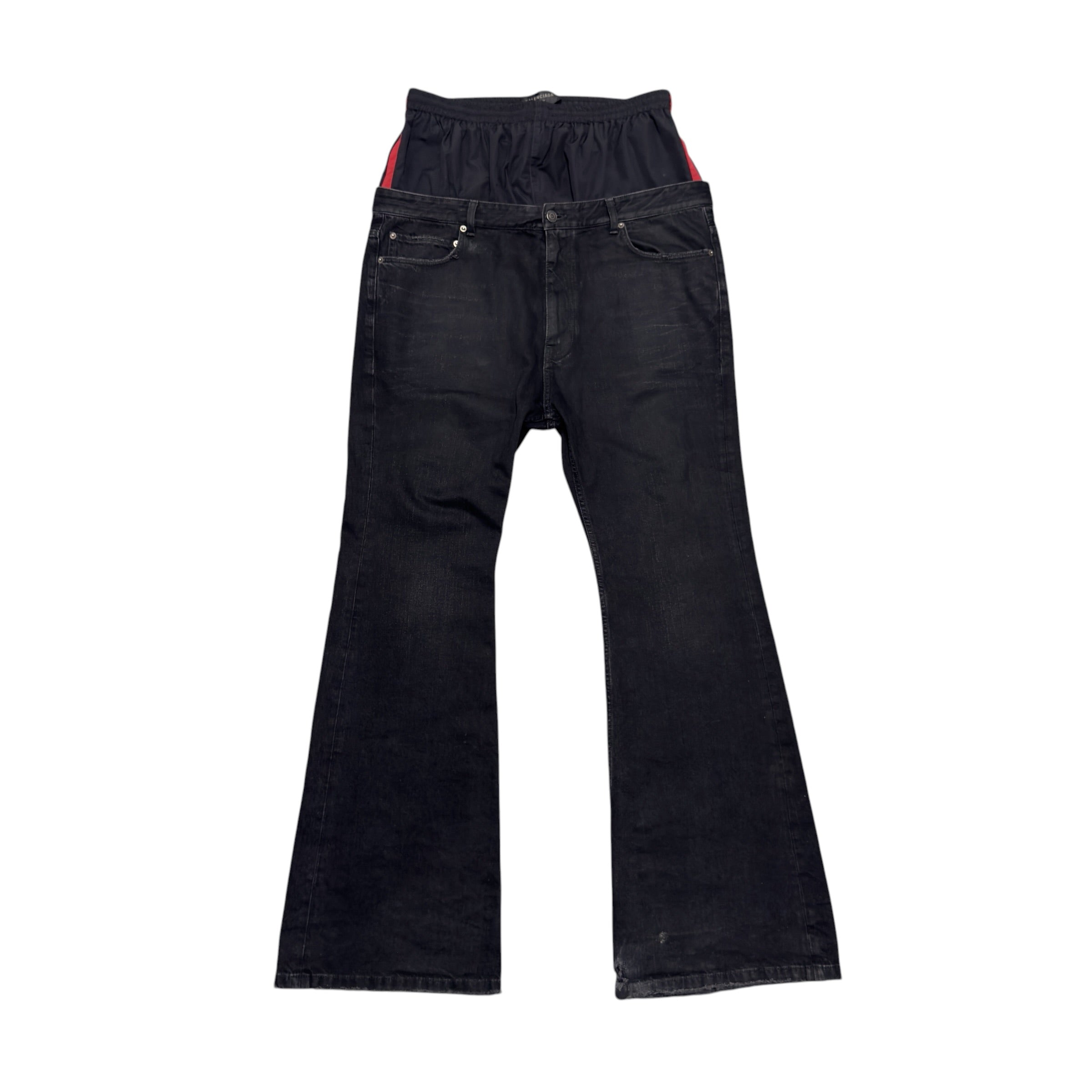 BALENCIAGA BLACK DOUBLE WAIST DENIMS.