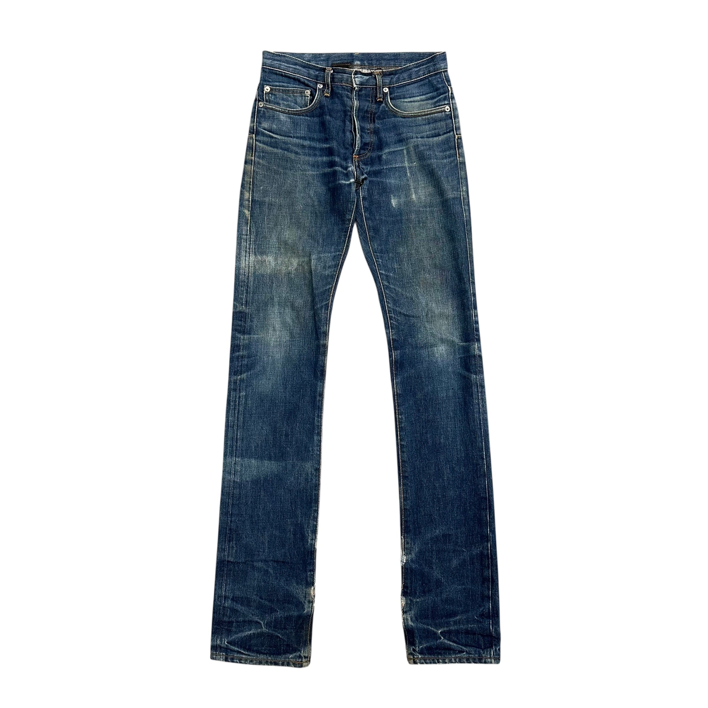 DIOR HOMME 'NATURAL FADE' BLUE WASHED SKINNY DENIM.