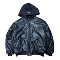 NEW DAY SAME PAIN BLACK LEATHER BOMBER JACKET.