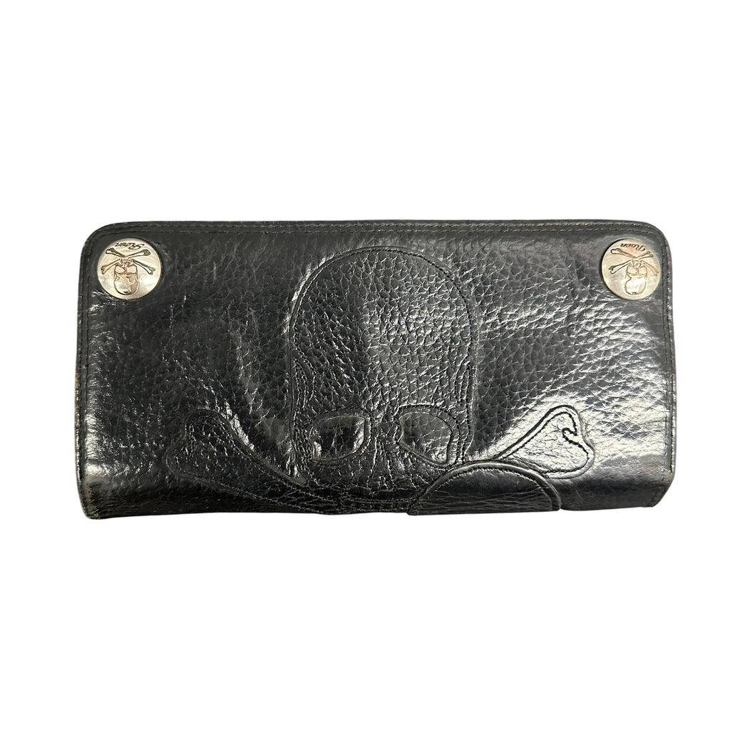 ROEN FULL LEATHER SKULL EMBROIDERED WALLET.