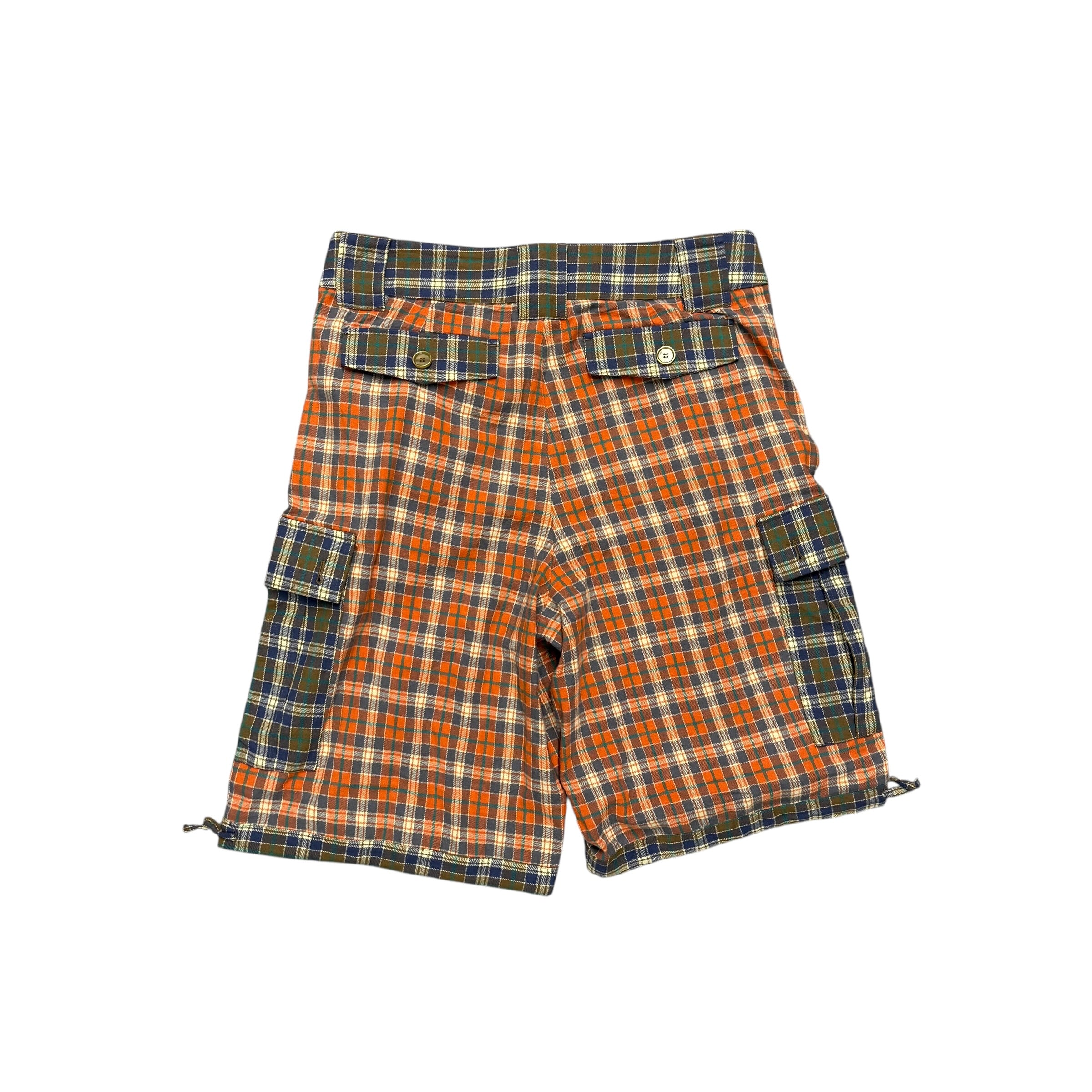 ARIS TALALOVICH PLAID ORANGE & BROWN SHORTS.