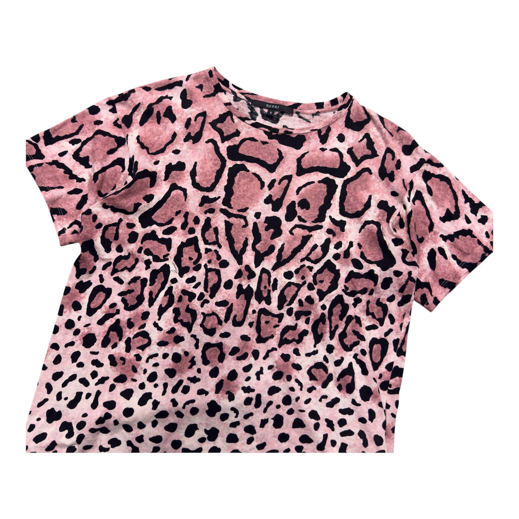 GUCCI PINK LEOPARD PRINT TEE.