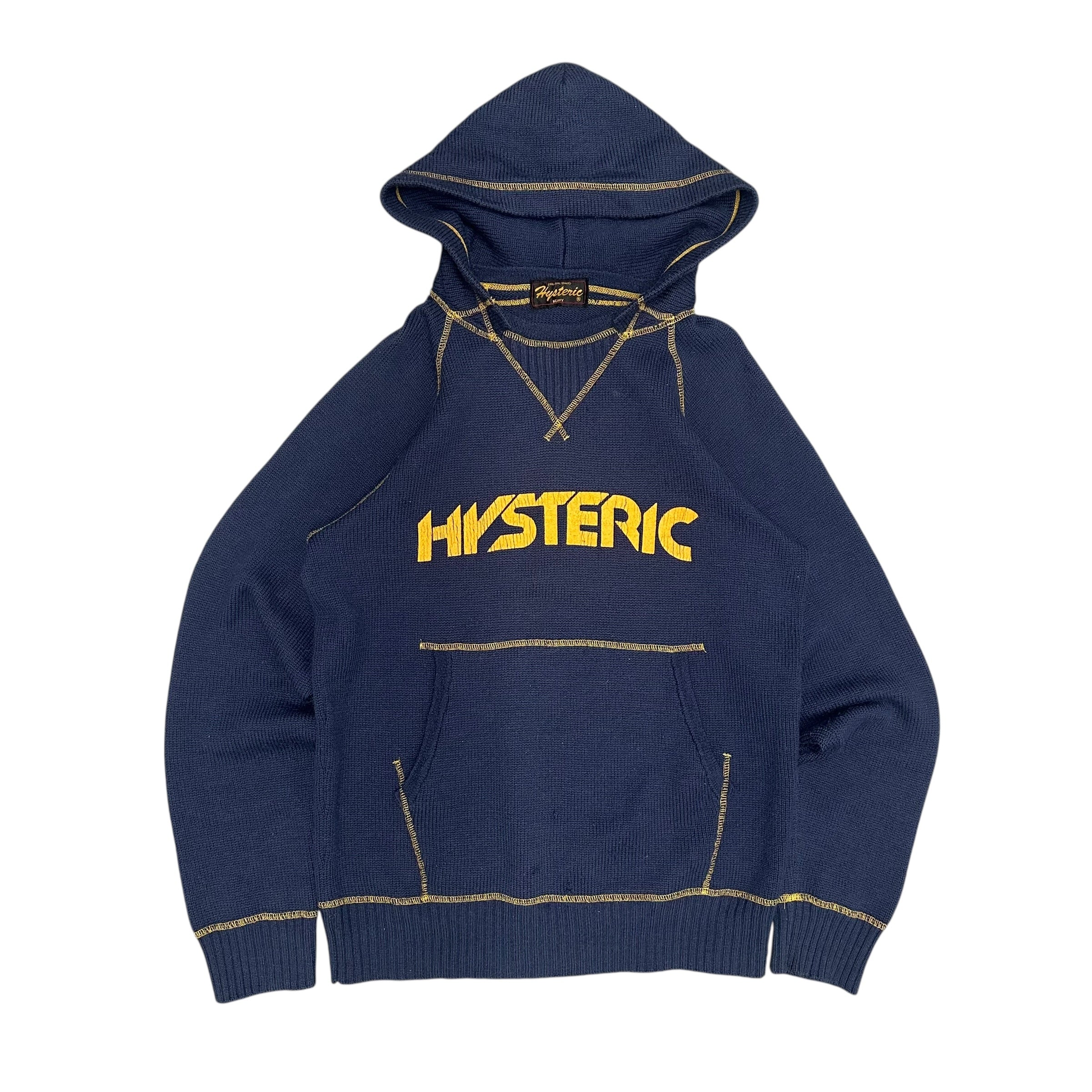 HYSTERIC GLAMOUR BLUE KNIT HOODIE.