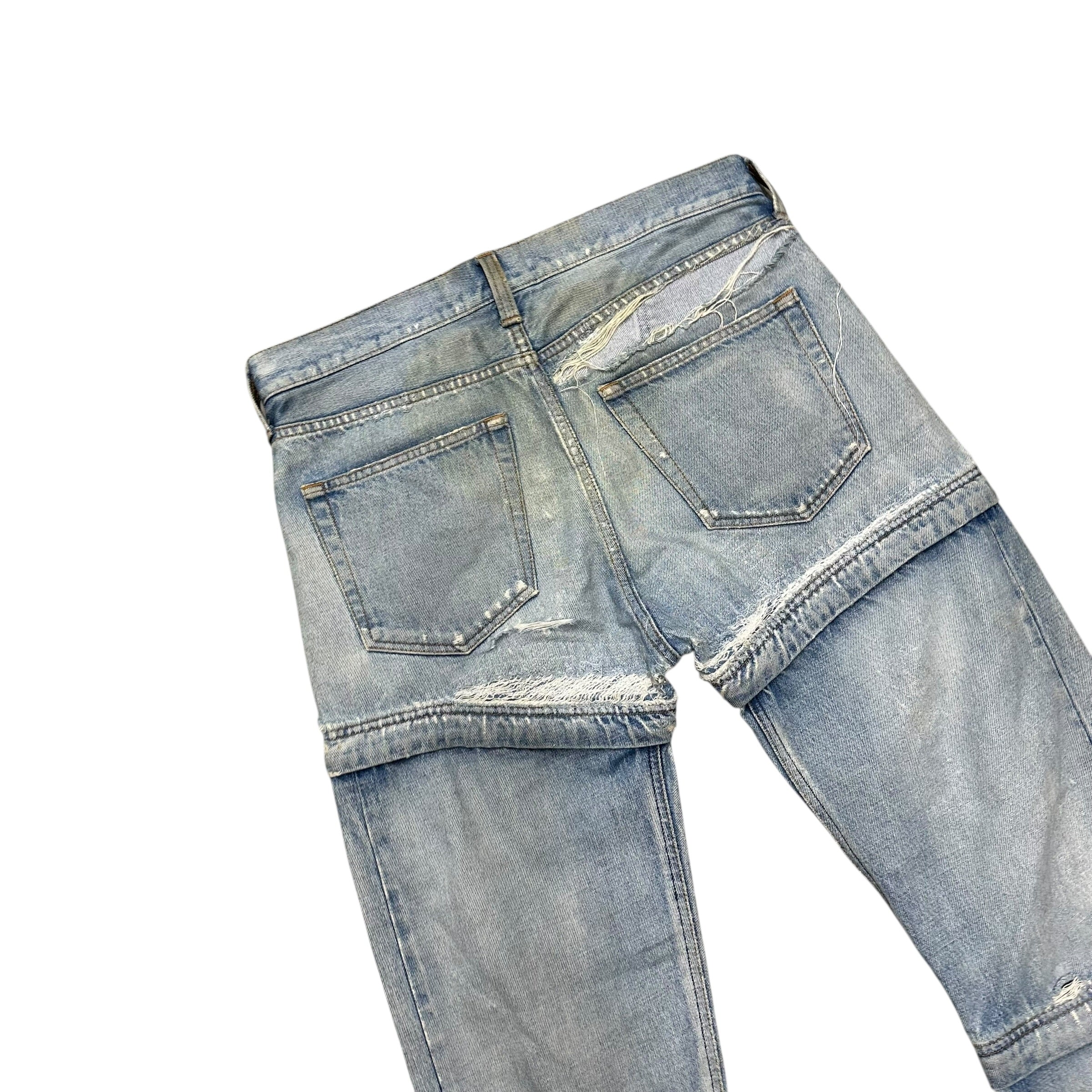 BALENCIAGA CONVERTABLE DENIM PANTS.