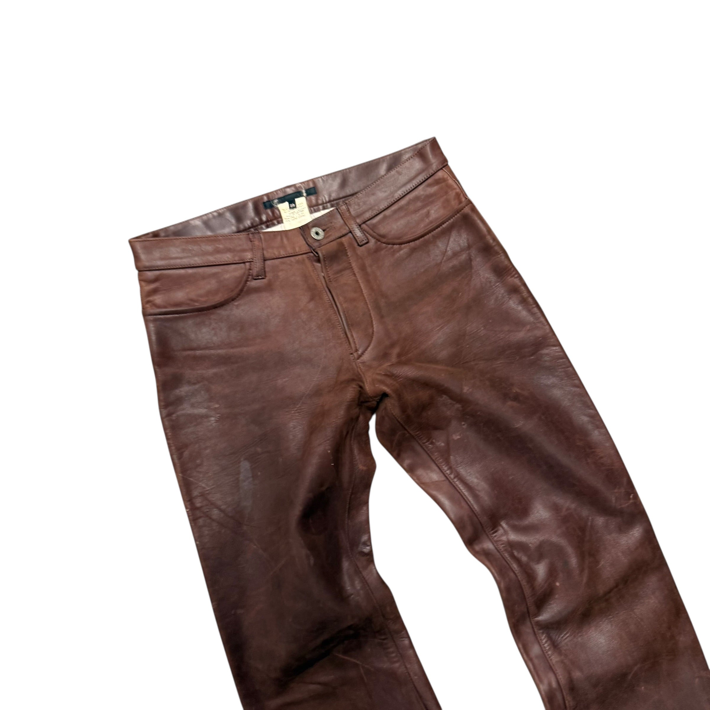 VINTAGE BROWN HORSE LEATHER PANTS.