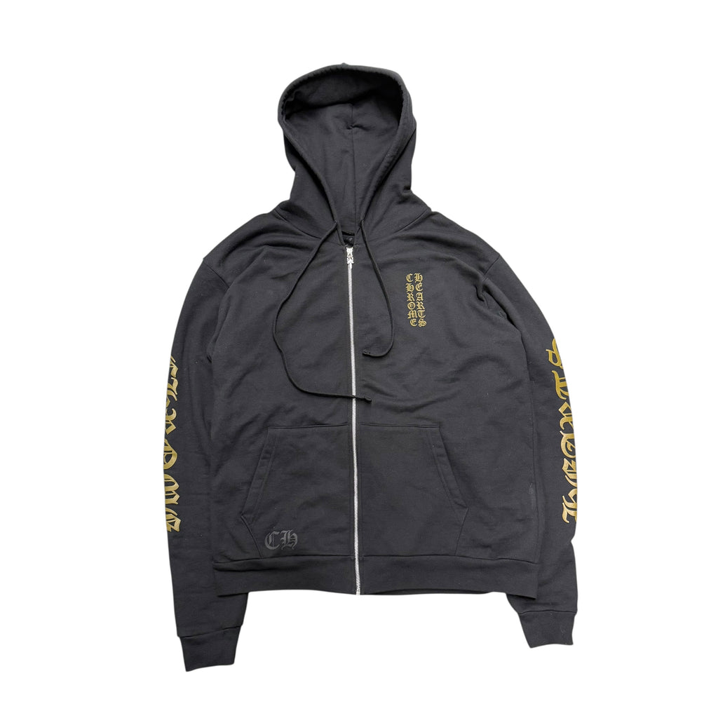 CHROME HEARTS ARMY GREEN OLIVE VERTICAL LOGO ZIP UP JACKET.