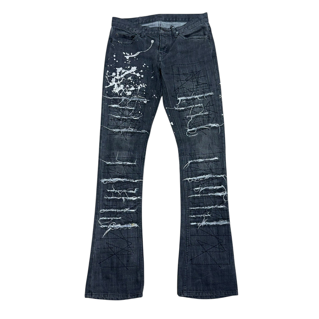 HYSTERIC GLAMOUR BLACK PAINT SPLATTER JEANS.