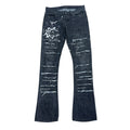 HYSTERIC GLAMOUR BLACK PAINT SPLATTER JEANS.