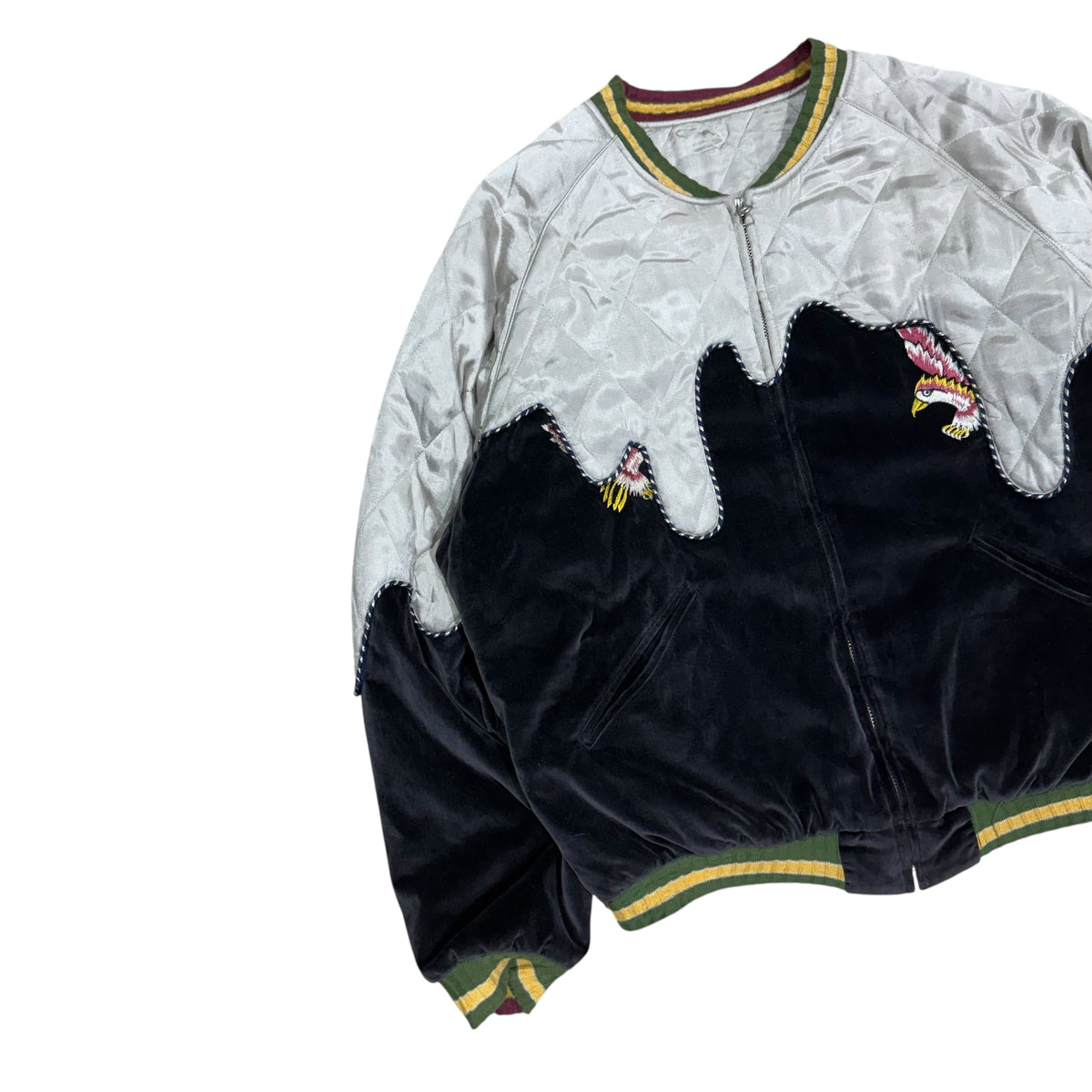 KAPITAL SULFUR-DYED VELVET SOUVENIR JACKET.