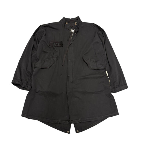 424 BLACK PRINTED OVERCOAT.