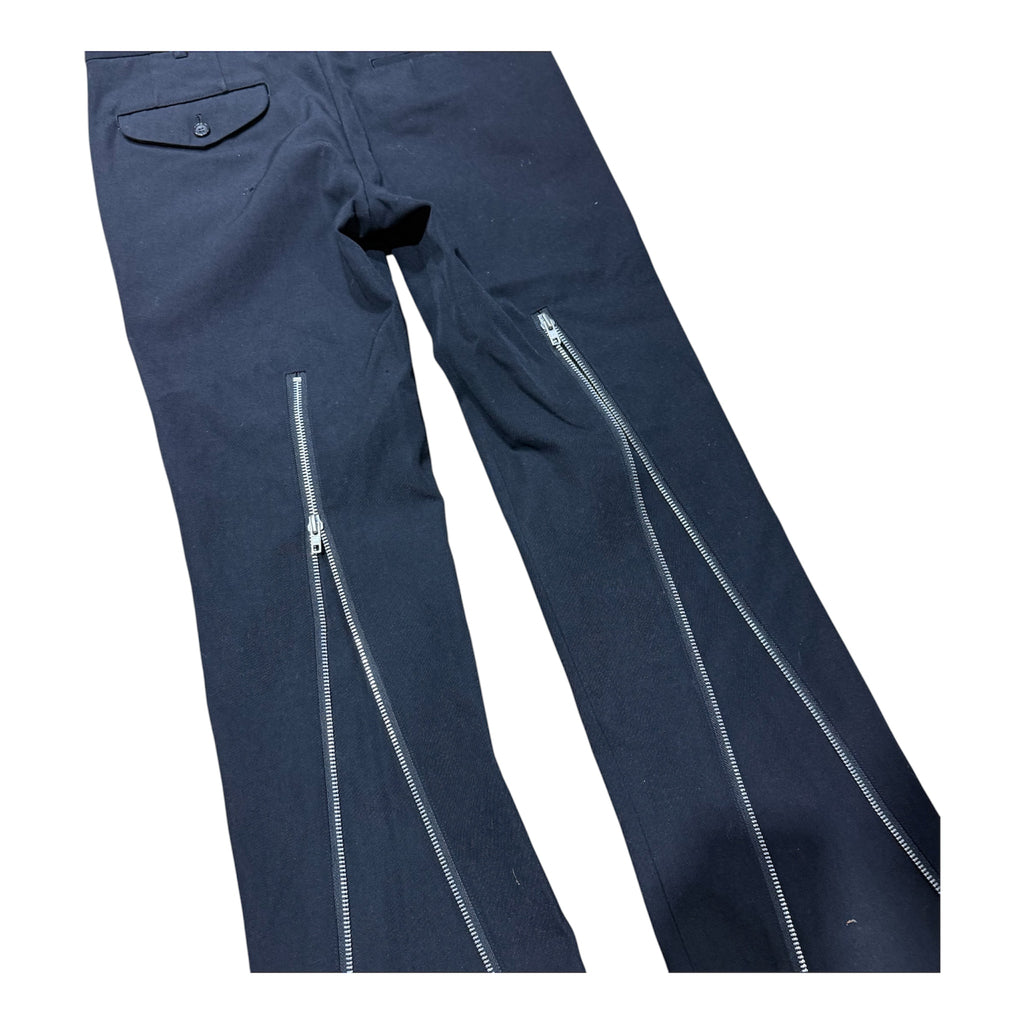 COMME DES GARÇONS BLACK ZIPPER FLAIR SLACKS.