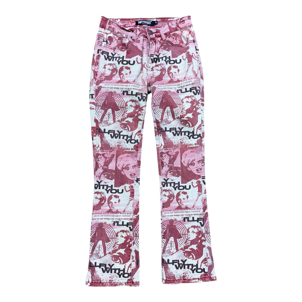 EMPTYSPACES PINK AOP PANTS.
