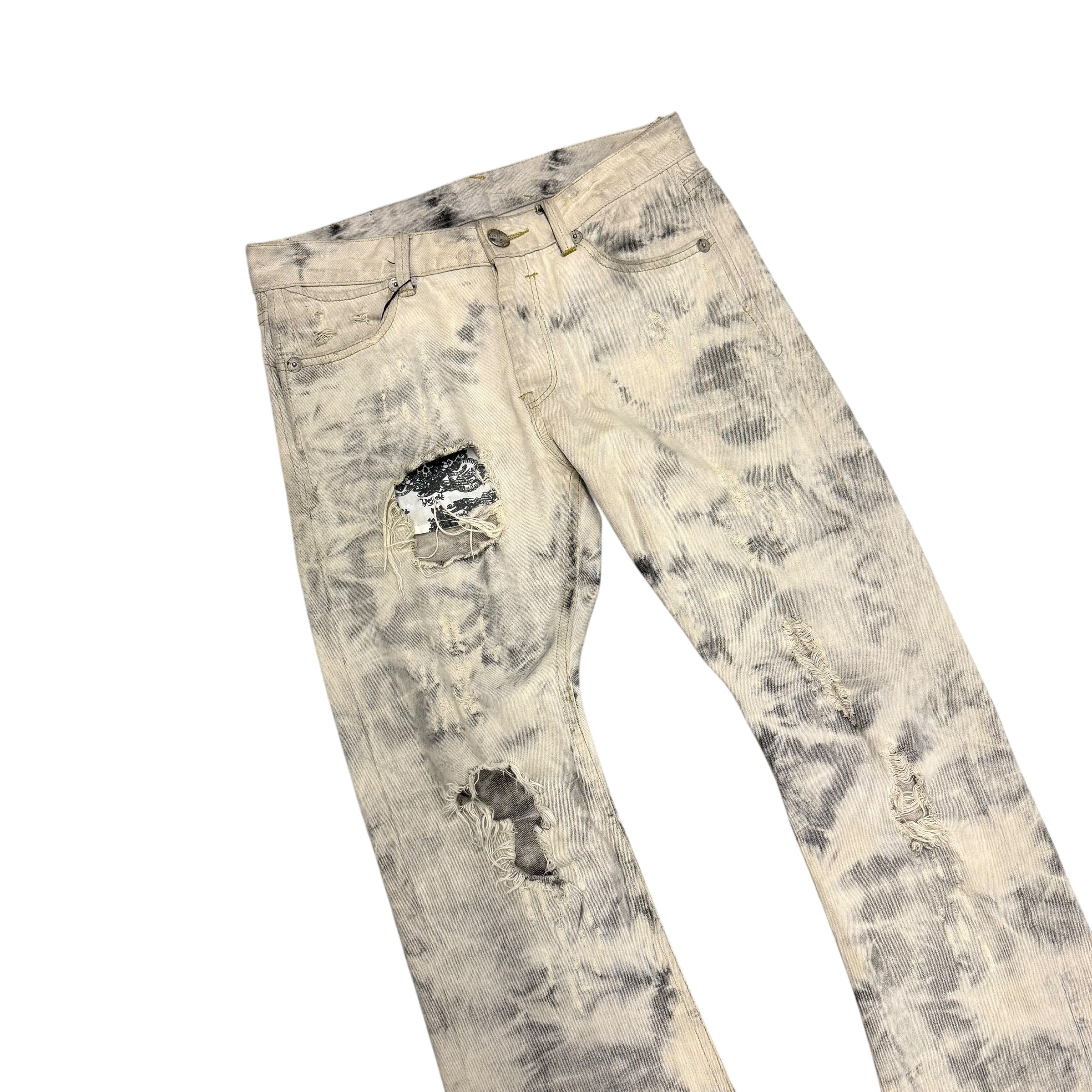 WHITE ARMY OF NO! DENIM PANTS.