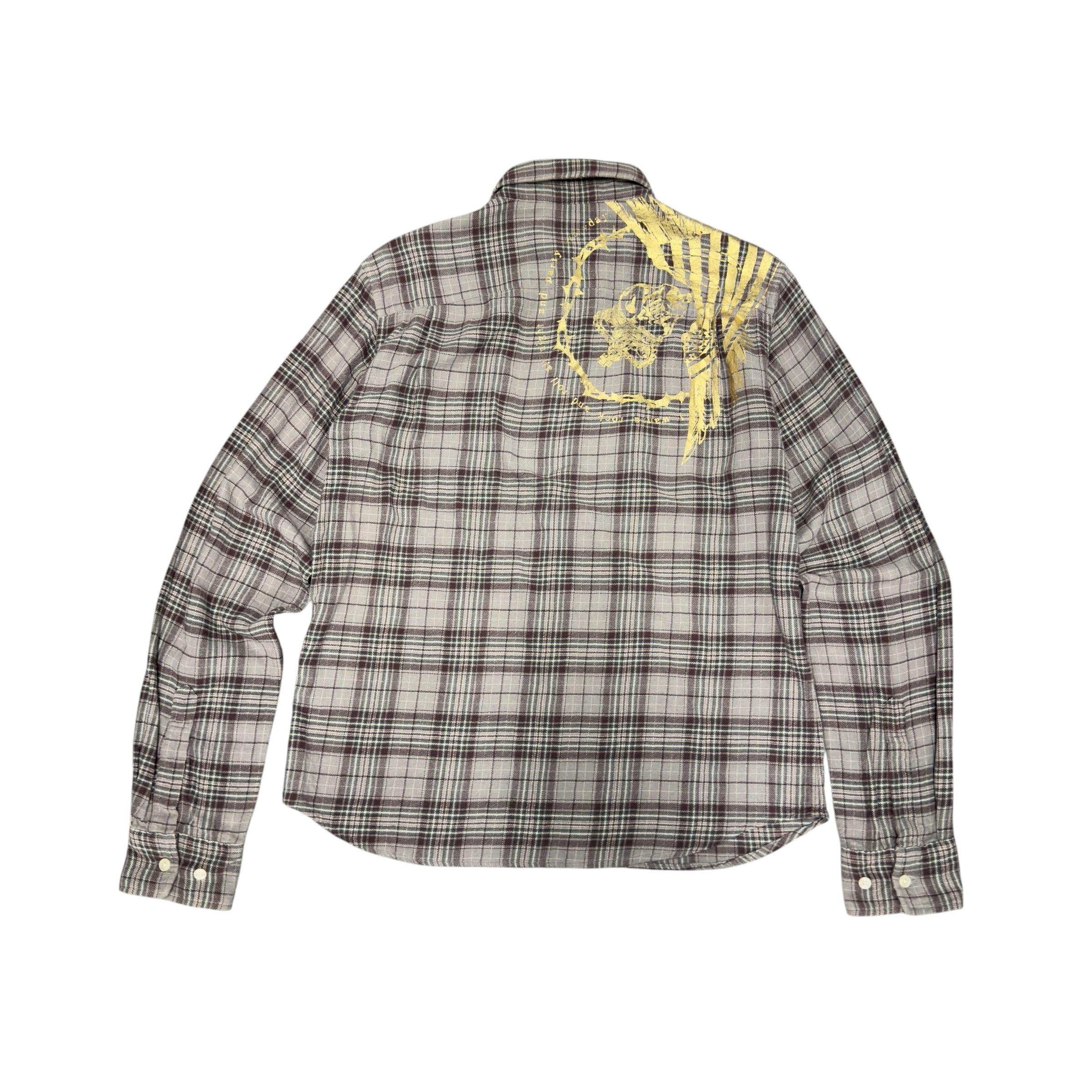 PPFM BROWN AND GOLD FLANNEL SHIRT.
